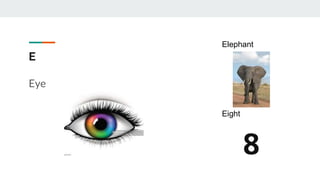 E
Eye
Elephant
Eight
 