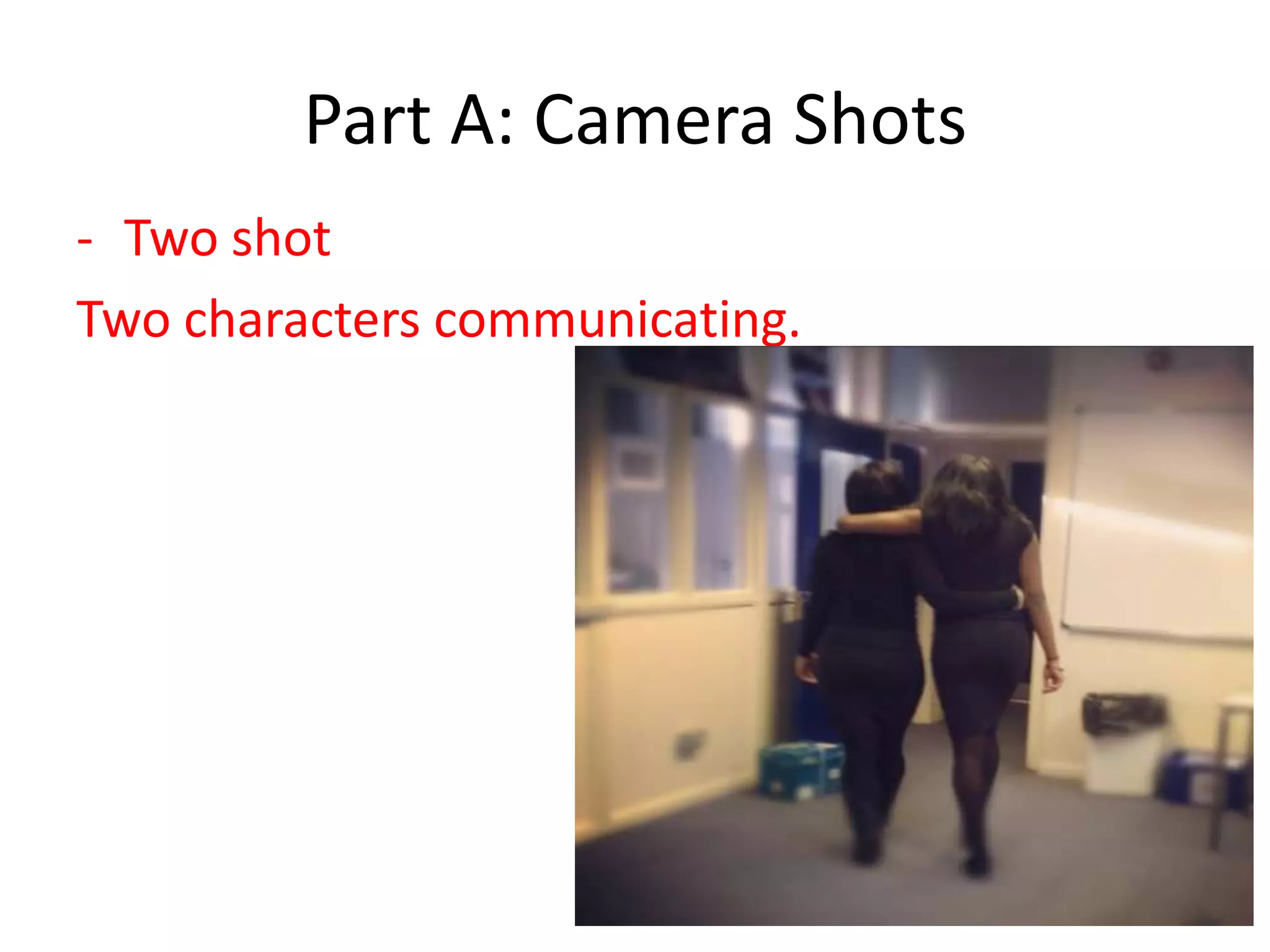 Part A: Camera Shots
- Two shot
Two characters communicating.