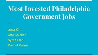 Most Invested Philadelphia
Government Jobs
Jung Kim
Otto Keisker
Sylvia Dao
Rachel Kelley
 