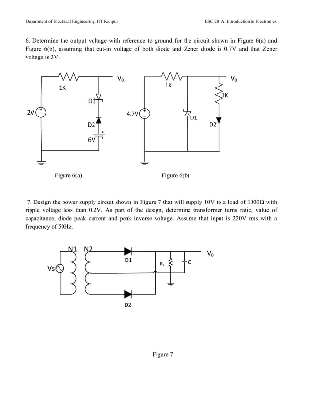 questions on diode analysis: Assignment6 | PDF