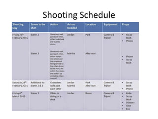 Shooting Schedule
 