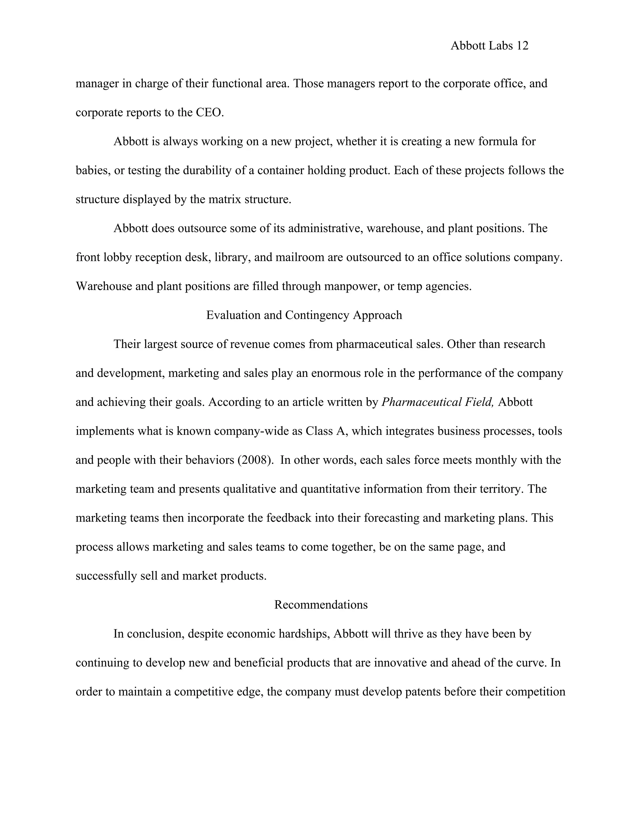 Portfolio Project: Abbott Labs