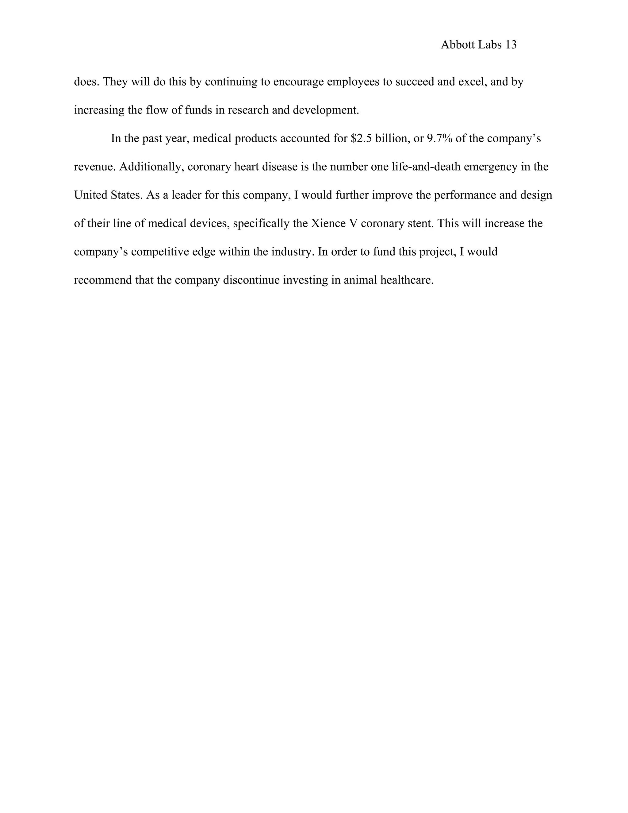 Portfolio Project: Abbott Labs