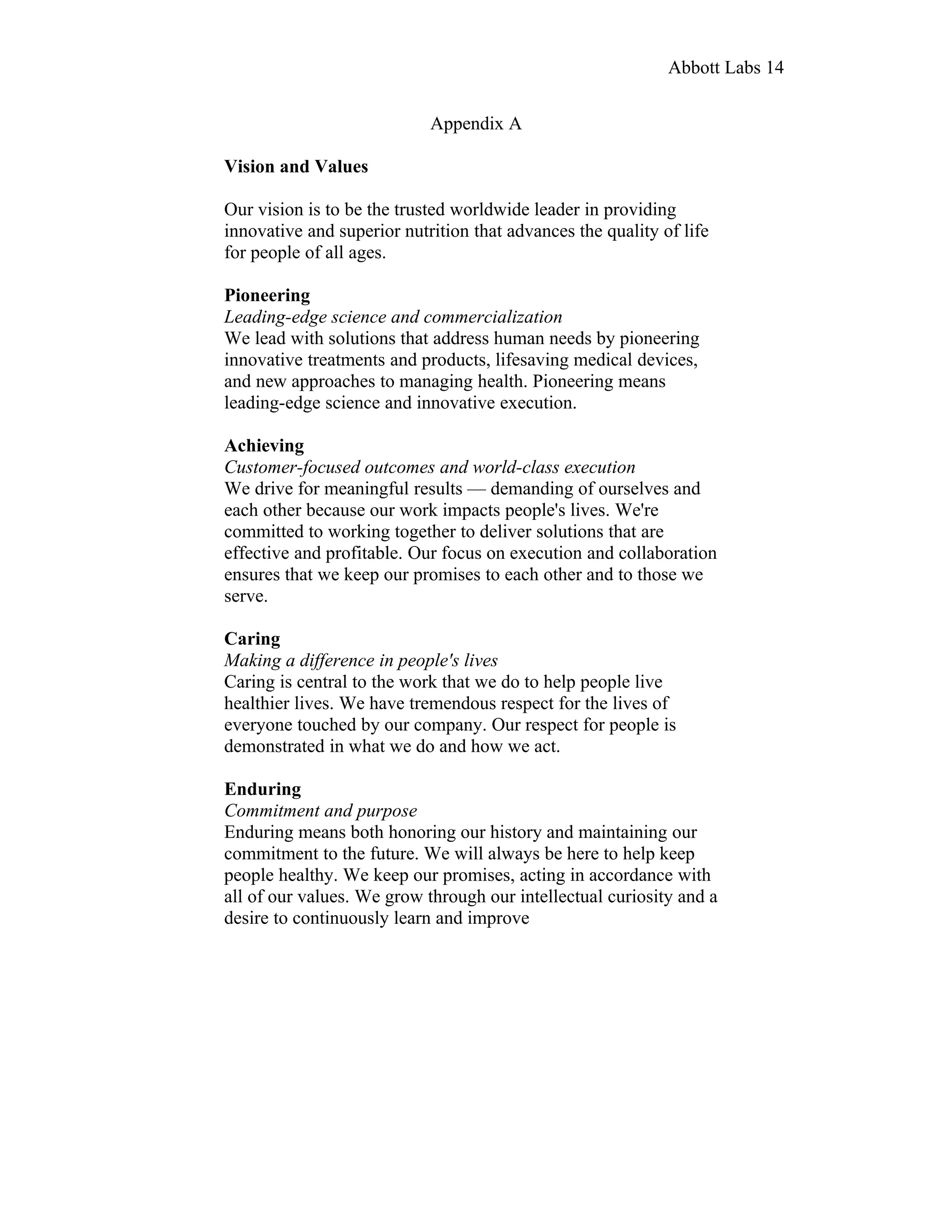 Portfolio Project: Abbott Labs