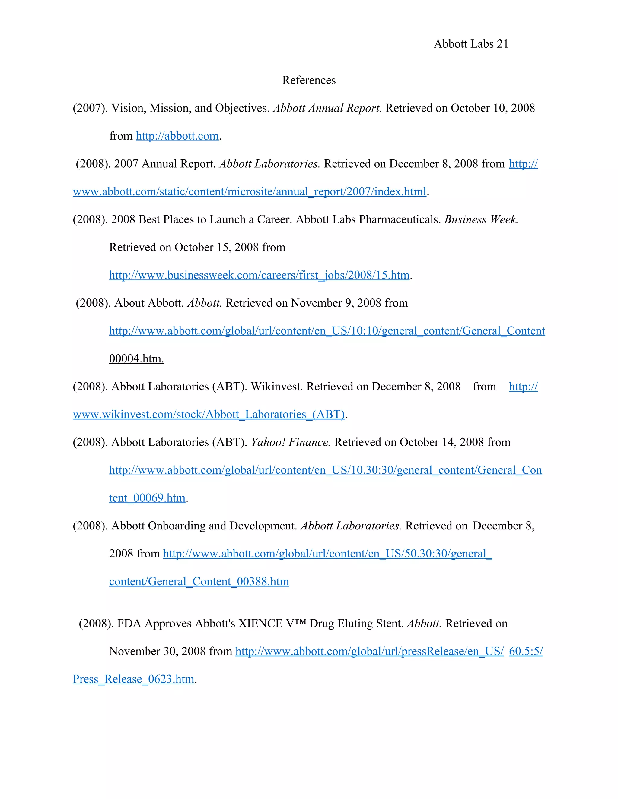 Portfolio Project: Abbott Labs