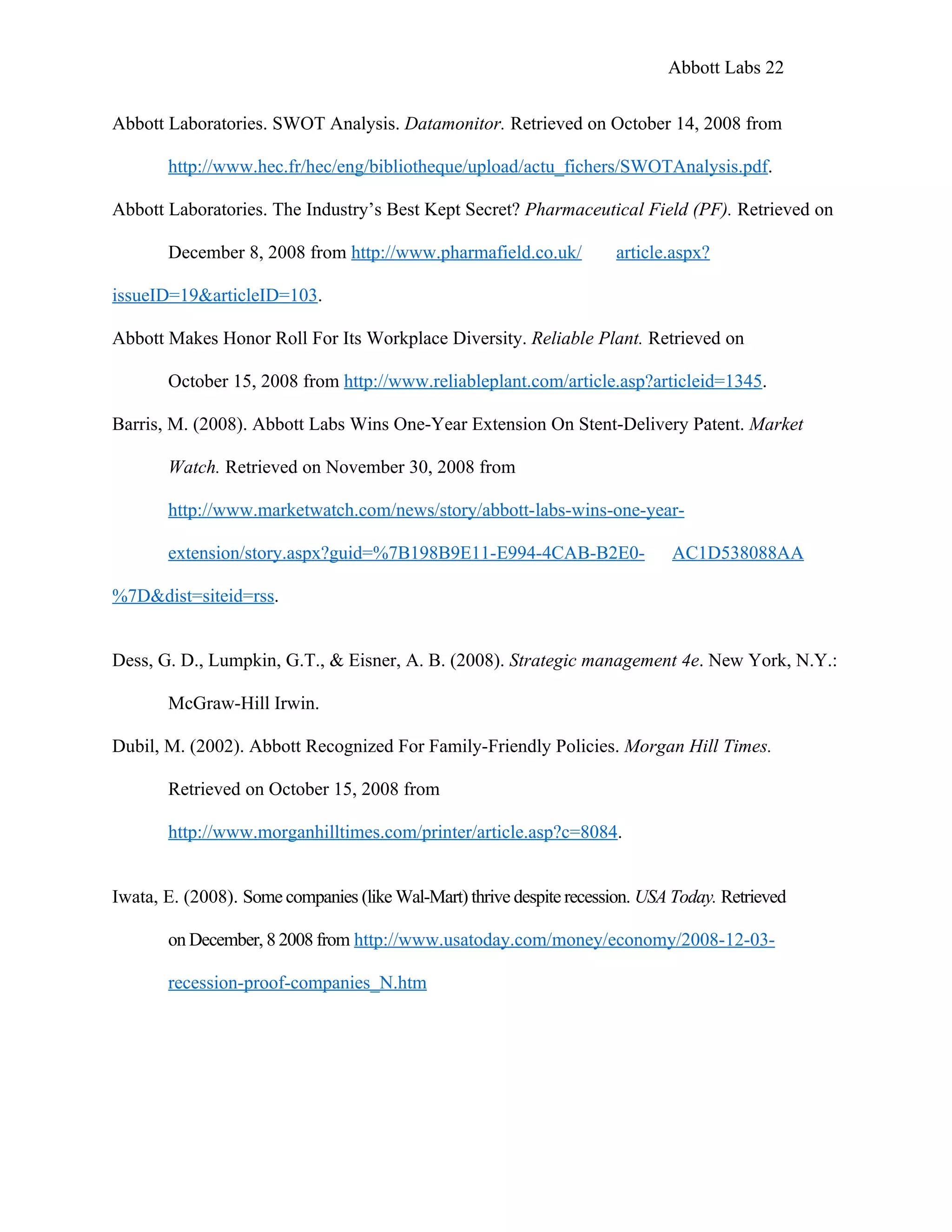 Portfolio Project: Abbott Labs