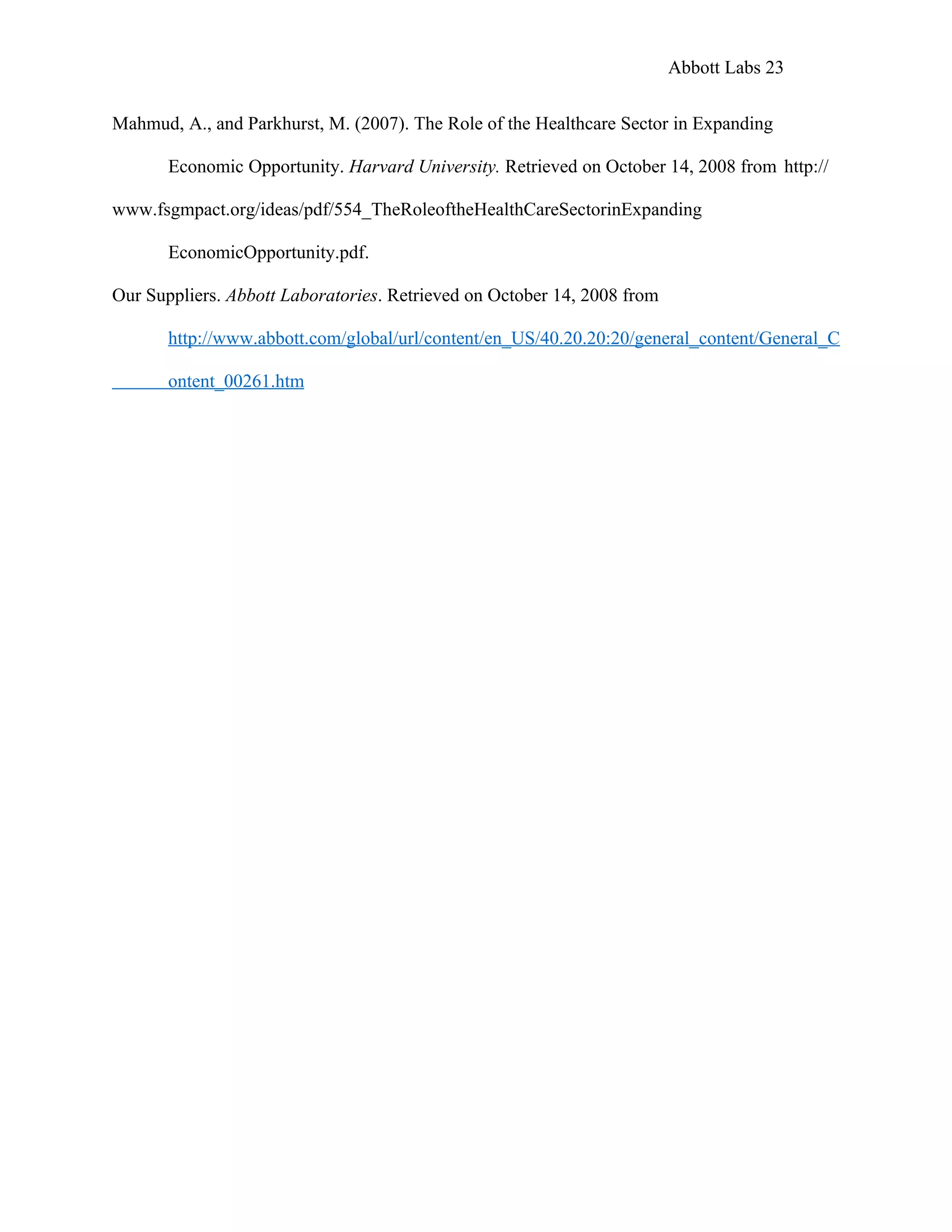 Portfolio Project: Abbott Labs