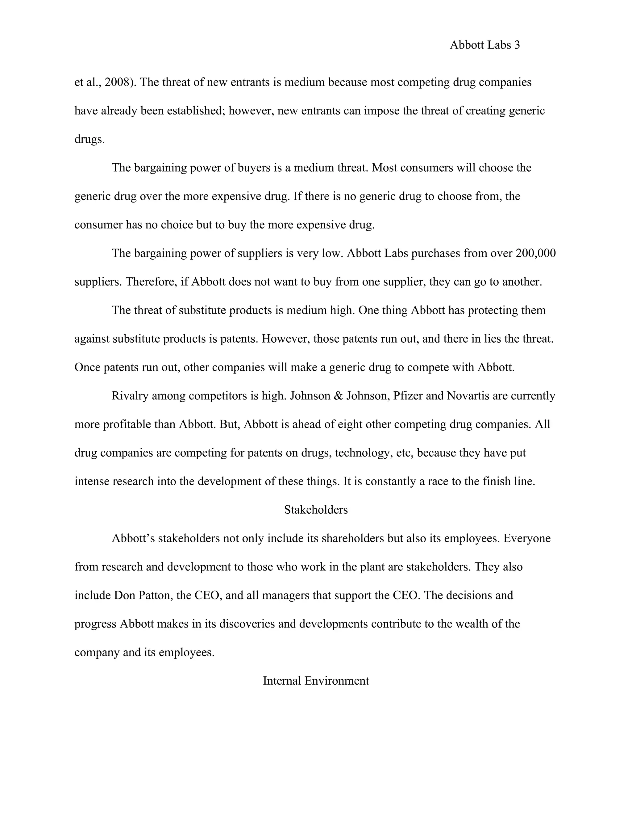 Portfolio Project: Abbott Labs