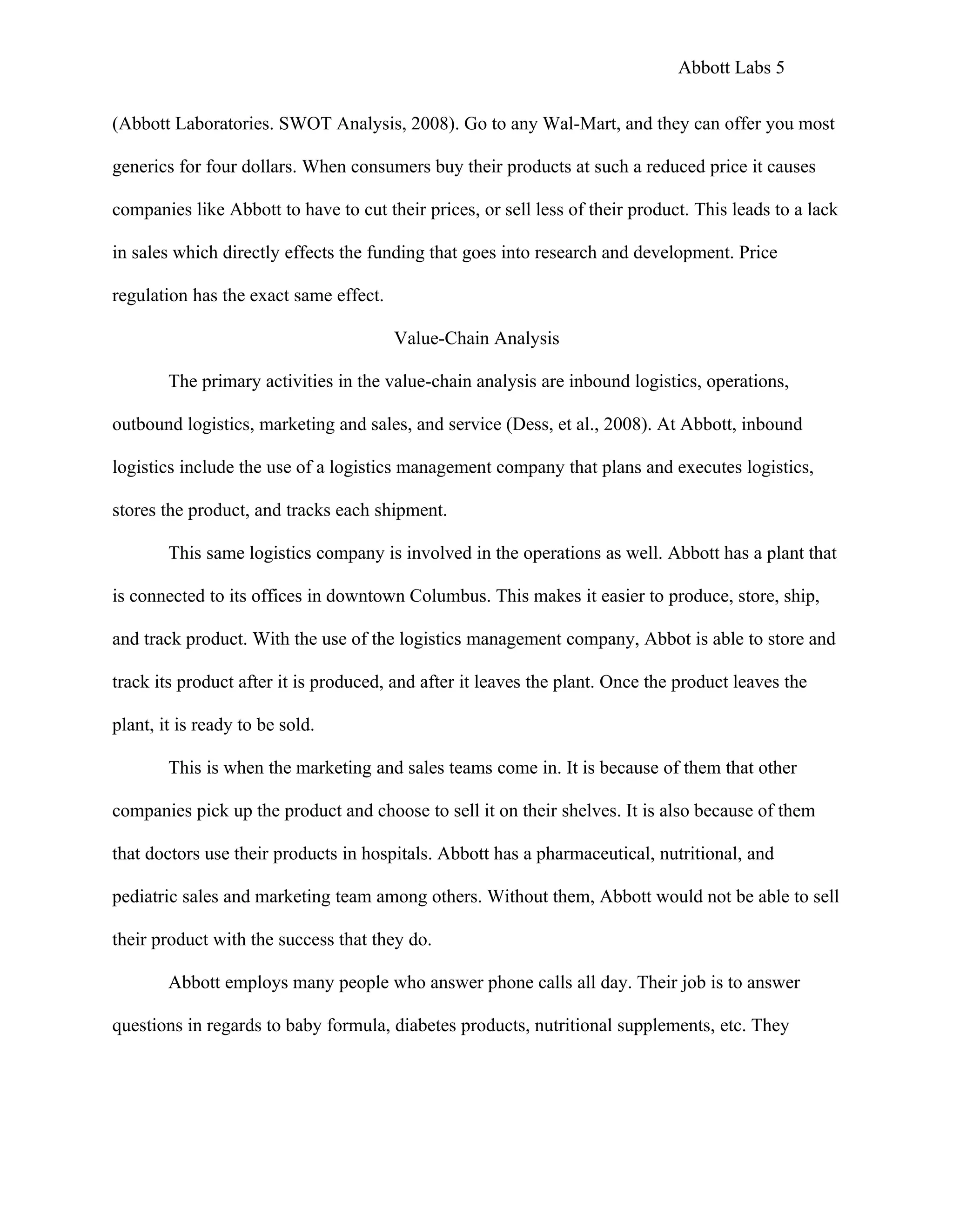 Portfolio Project: Abbott Labs