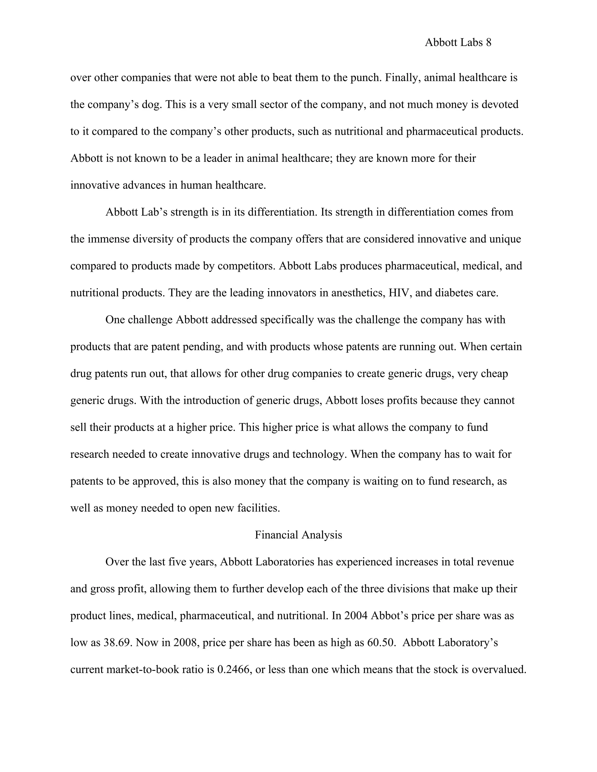 Portfolio Project: Abbott Labs