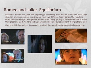Romeo and Juliet- Equilibrium
• Such as in Romeo and Juliet. The beginning is when they meet and we both know what their
 ...