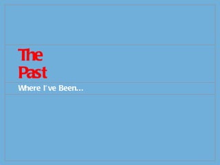 The Past Where I’ve Been... 