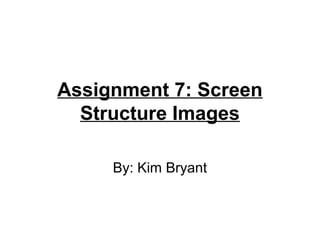 Assignment 7: Screen
  Structure Images

     By: Kim Bryant
 