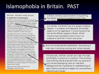 Islamophobia in Britain. PAST
 