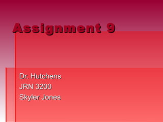 Assignment 9


Dr. Hutchens
JRN 3200
Skyler Jones
 
