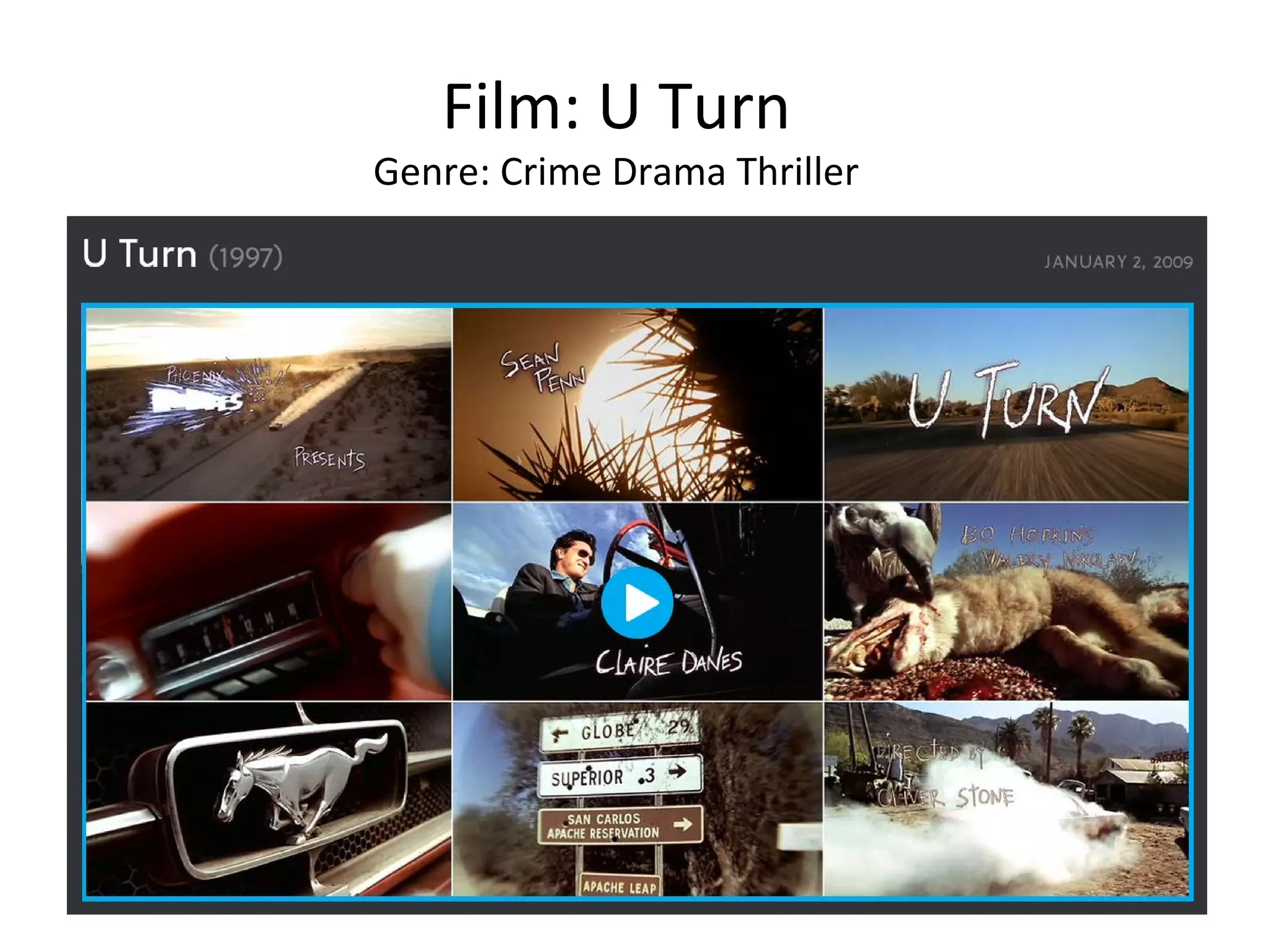 Film: U Turn
Genre: Crime Drama Thriller
 