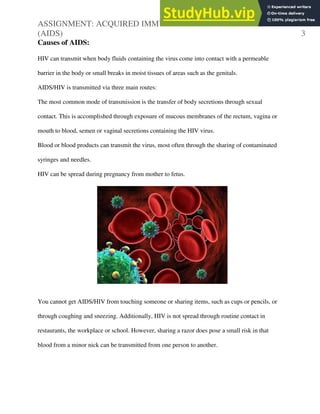 ASSIGNMENT ACQUIRED IMMUNE DEFICIENCY SYNDROME (AIDS) 1 | PDF