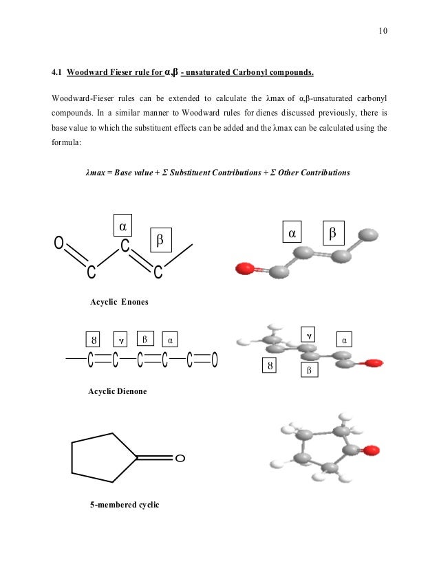 Woodward Fieser Rules for UV spectrometry