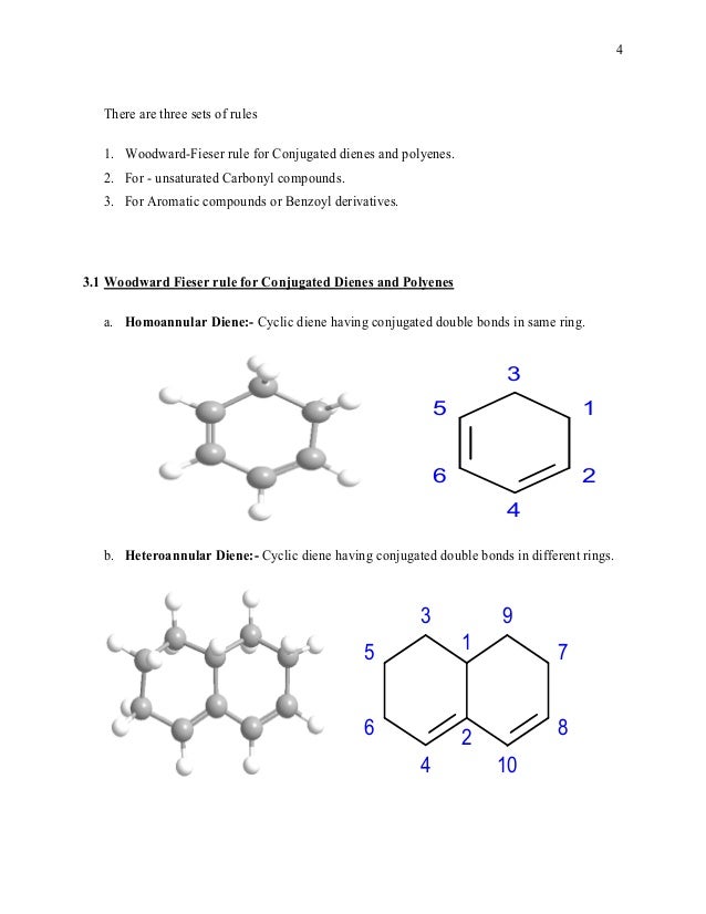 Woodward Fieser Rules for UV spectrometry