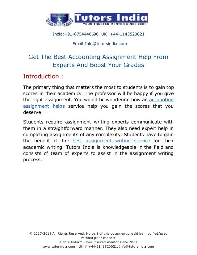 Accounting assignment help uk