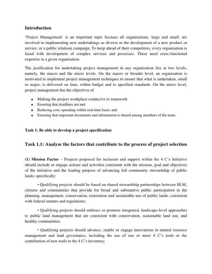 Assignment brief project management