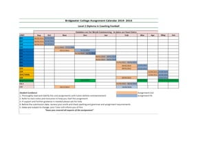 Assignment calendar level 2 word