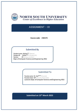 assignment cover page nsu