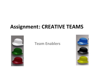 Assignment: CREATIVE TEAMS

        Team Enablers
 