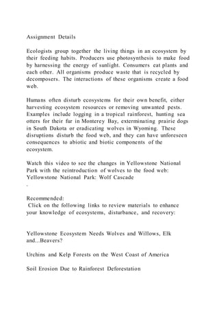 Assignment DetailsEcologists group together the living things in | PDF