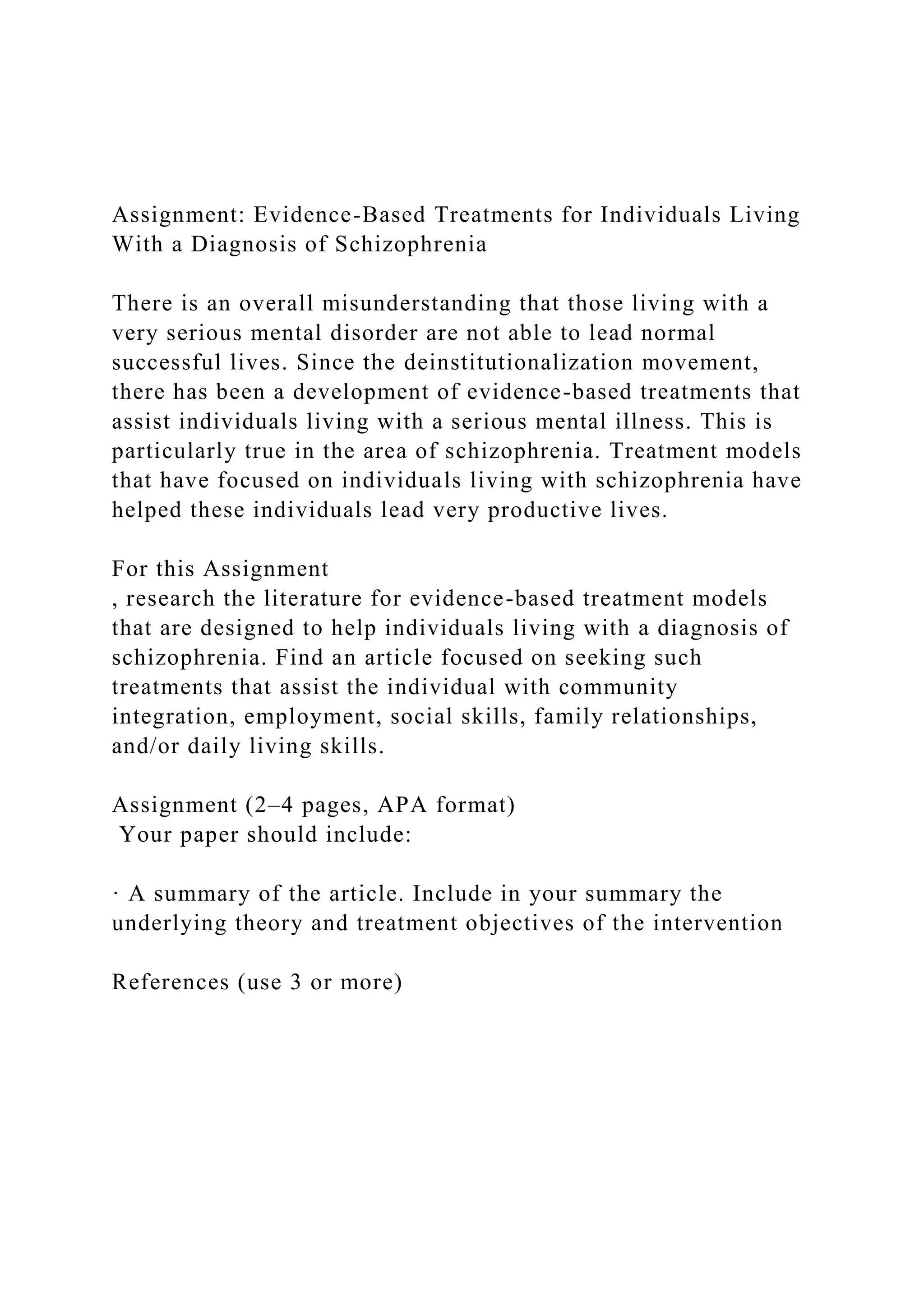 Assignment Evidence-Based Treatments for Individuals Living Wit.docx