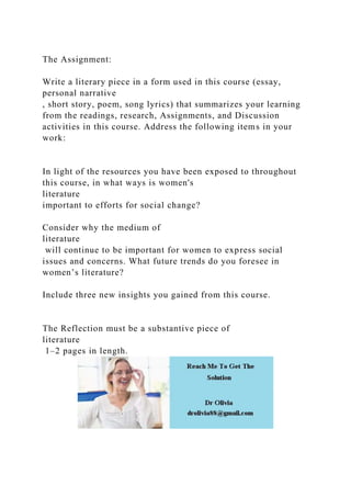 Student Assignment Model Poem Reflection Assignment Final ReflectionThroughout this course, you have.docx