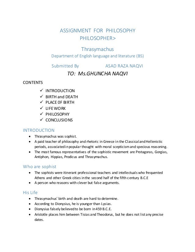 philosophy assignment