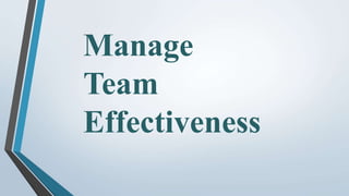 Manage
Team
Effectiveness
 