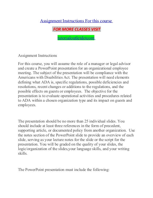 Assignment instructions