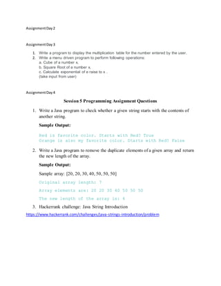Assignment java workshop | PDF
