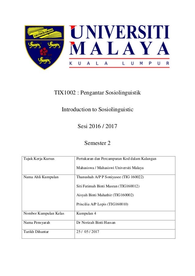 Pertukaran Dan Percampuran Kod Dalam Kalangan Mahasiswa Mahasiswi U