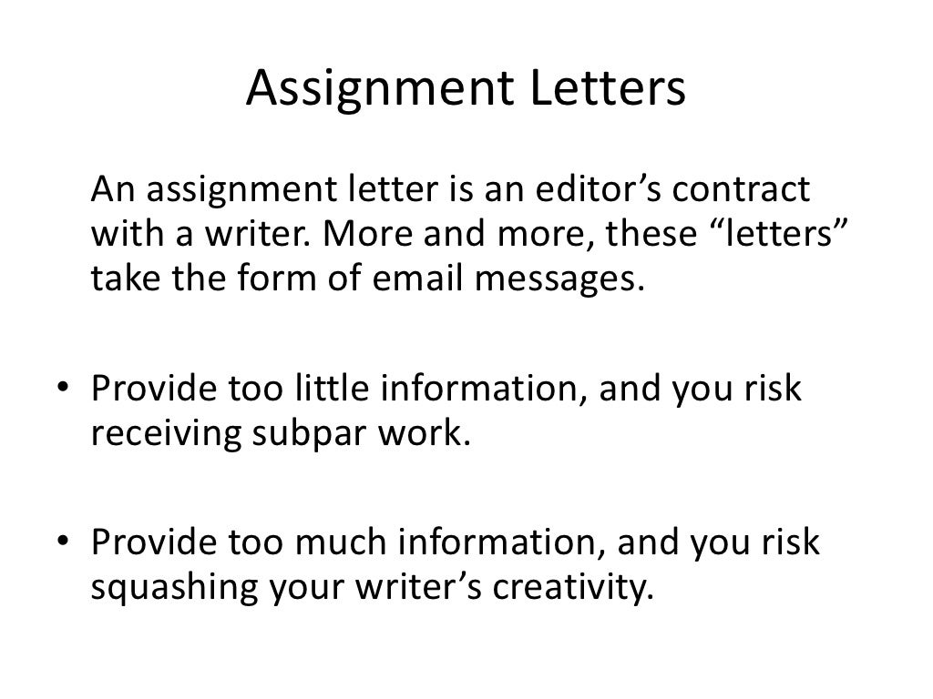 letter of assignment en francais