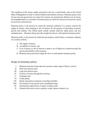 assignment on monetary policy of bangladesh