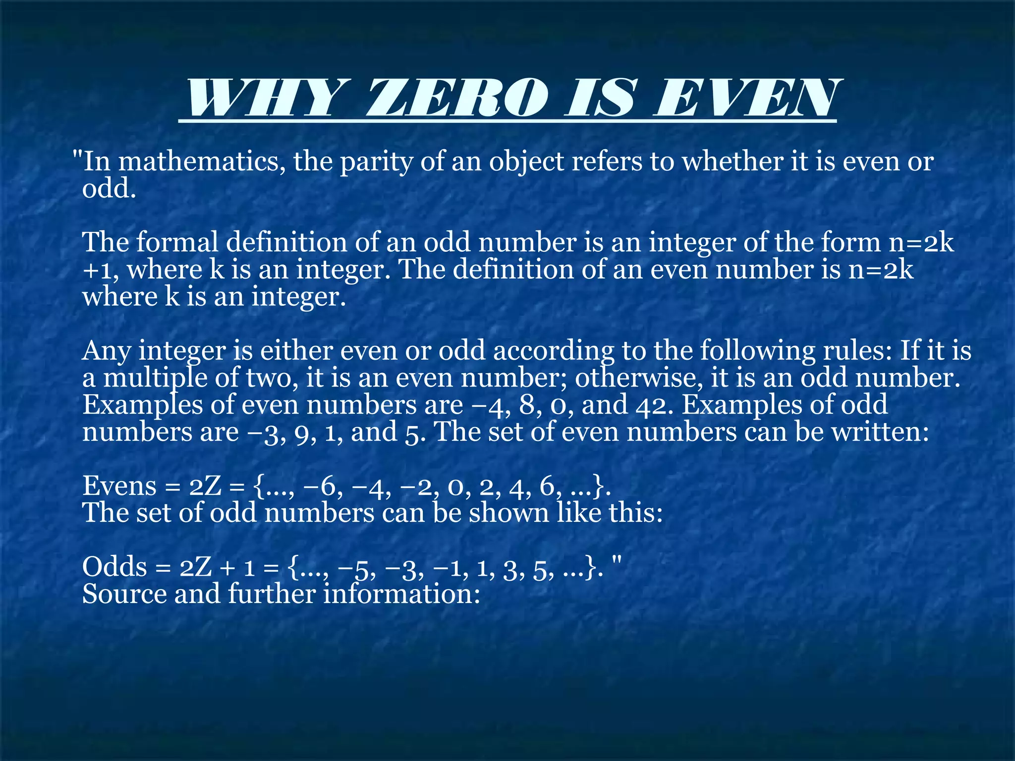 Zero is even or odd, Zero is positive or negative ? PPT