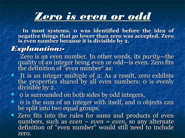 Zero is even or odd, Zero is positive or negative ? | PPT
