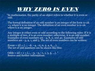 Zero is even or odd, Zero is positive or negative ? | PPT