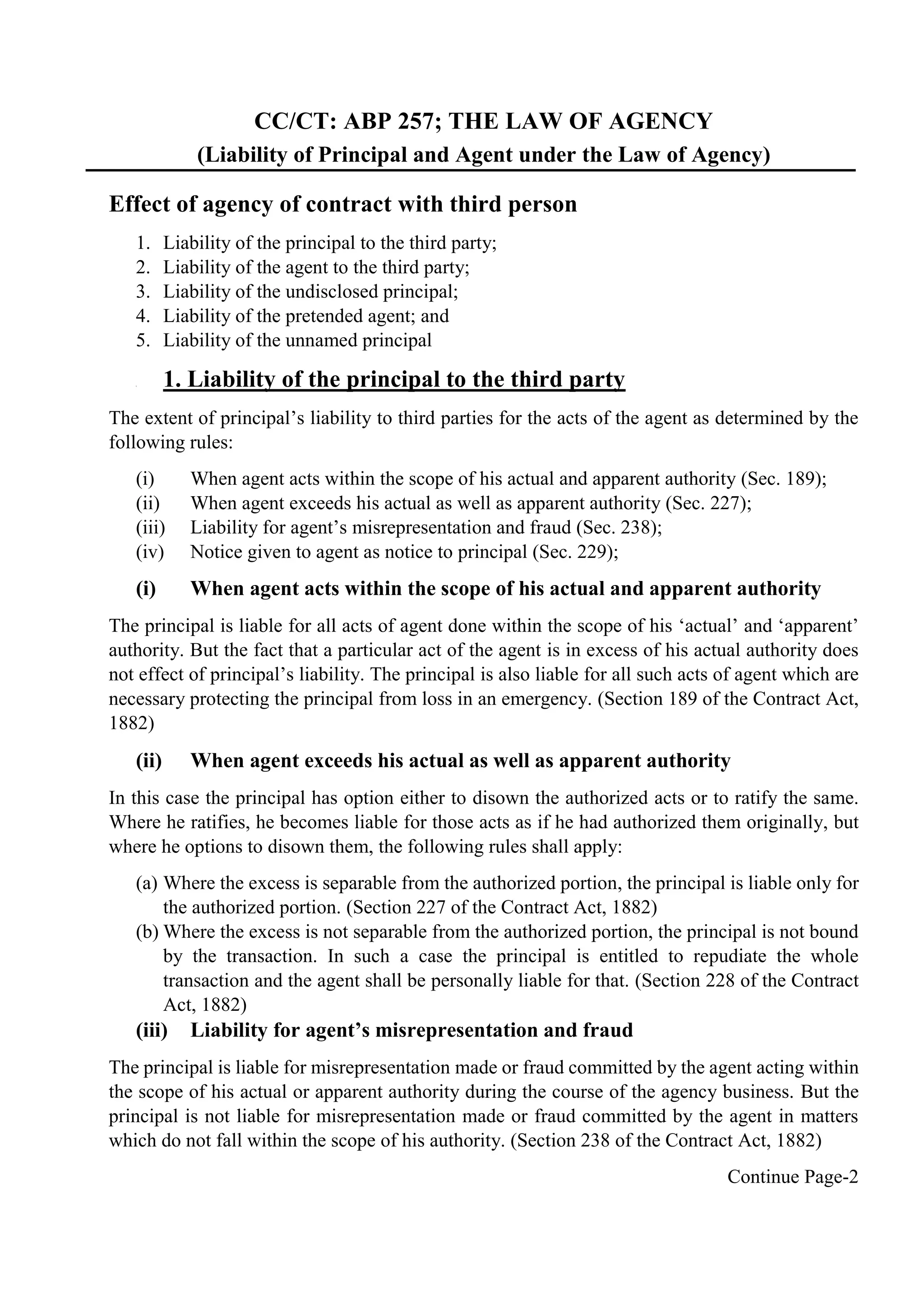 Law of Agency | Assignment | DOCX