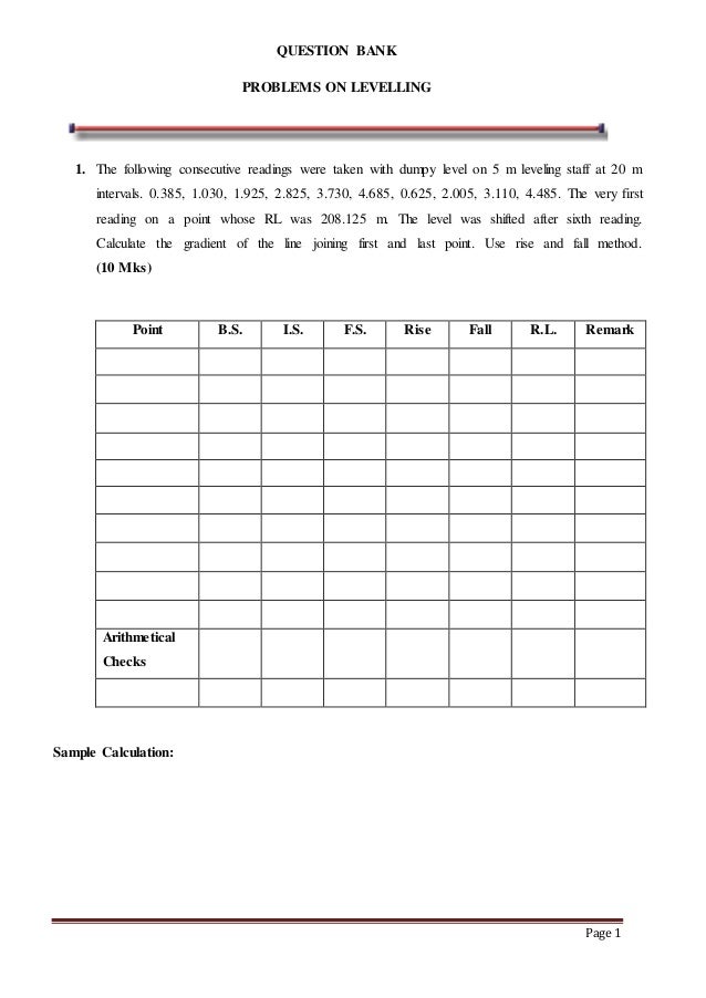 form bank h Levelling