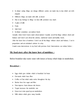 interventions in food ,hygiene, nutritional value