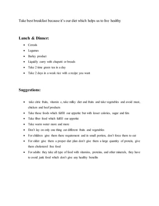 interventions in food ,hygiene, nutritional value