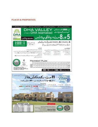 PLACES & PROPERTIES:
 