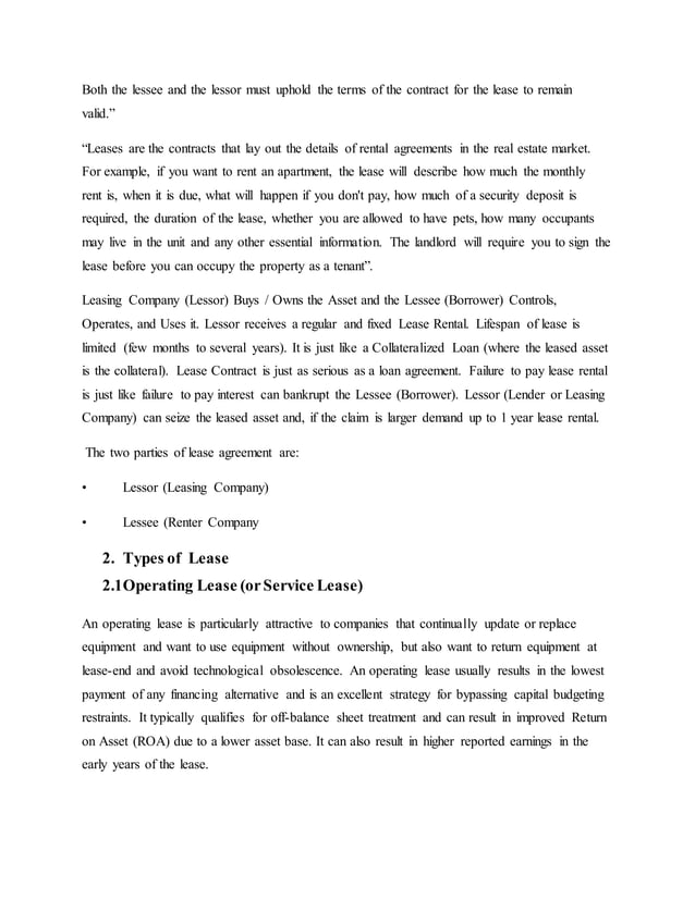Lease and It's Types..(Assignment) | PDF