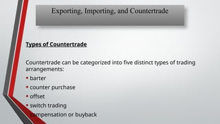 assignment of International Business in Exporting Importing and Counter ...