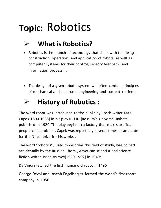 assignment for robotics
