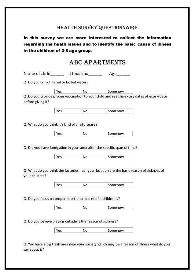 Case study questionnaire example image
